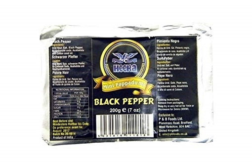 Heera Mini Pappadums Black Pepper 200g