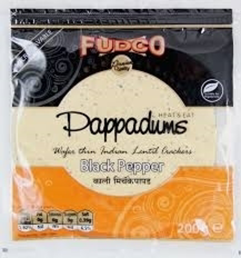 Picture of Fudco Black Pepper Urad Papad (Pappadums) 200g