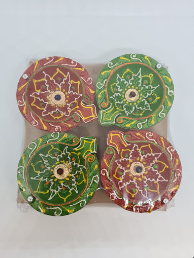 Painted Decorated Diya (Style B) 4 Pack