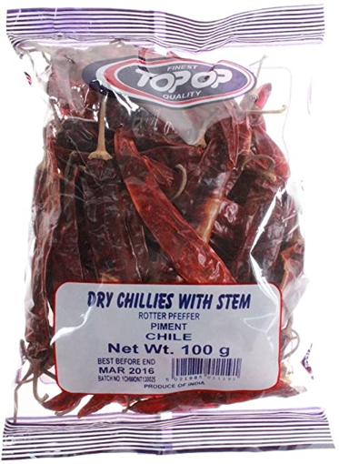 Top-Op Whole Dry Chillies With Stem 100g