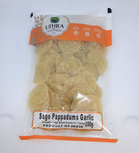 Uthra Sago Pappadums Garlic 200g