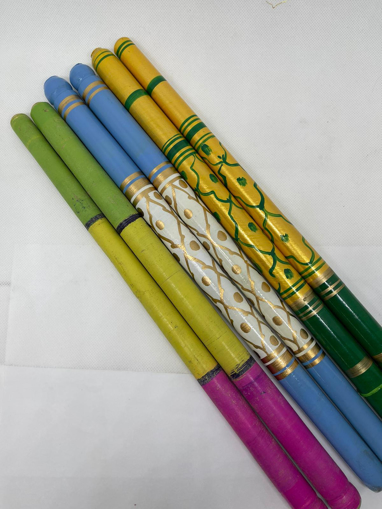Fancy Colourful Wooden Dandiya Sticks 14 inch pair