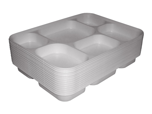 White Plastic 6 Compartment Disposable Trays-25