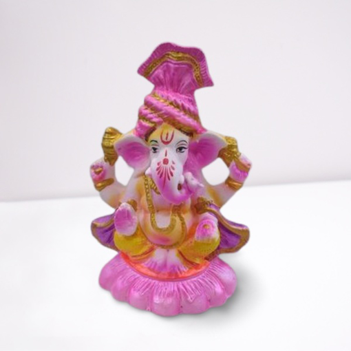 Lord Ganesh Idol with Pink Pagh