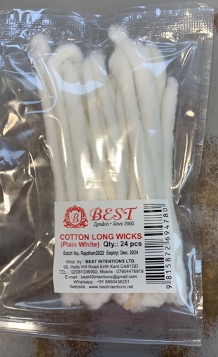 Best Cotton Long Wicks Plain White 24 Pcs