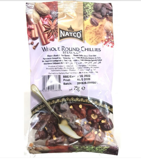 Natco Whole Round Chillies Stem Cut 25g
