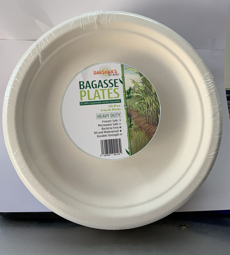 Bagasse Plates 9" 50Pcs
