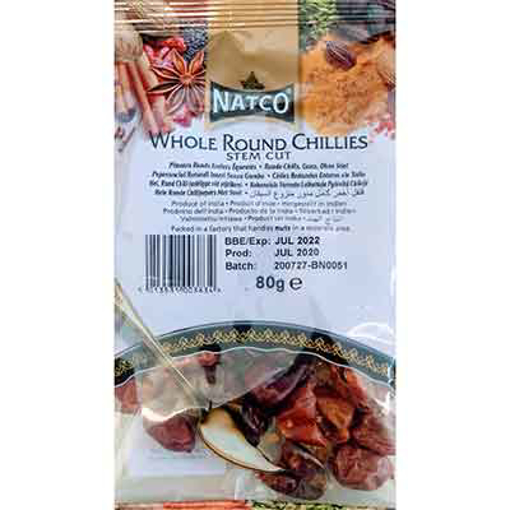 Natco Whole Round Chillies Stem Cut 80g