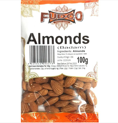 Fudco Raw Almonds 100g